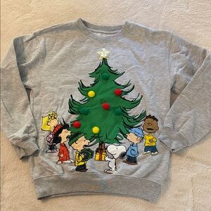 Peanuts Gray Christmas Sweater, size XXS, fits women size 2-4 or kids size 12-14